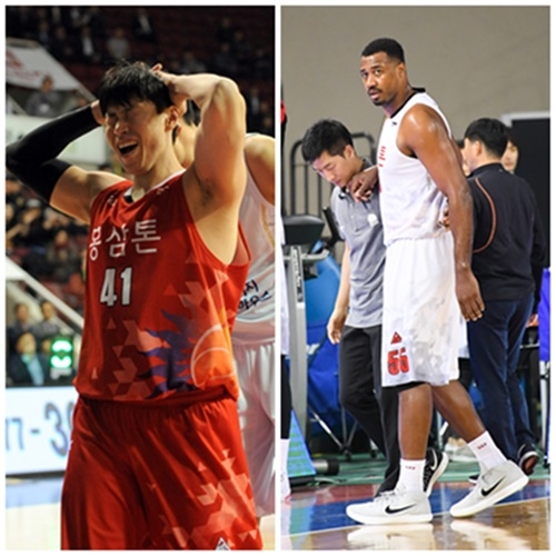 KGC의 '트윈타워' 오세근(좌)과 사이먼(우) 사진=KBL 제공