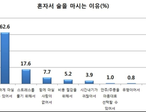 혼자서 술 마시는 ‘혼술’ 늘어나…음주 경험자 3명중 2명은 혼술