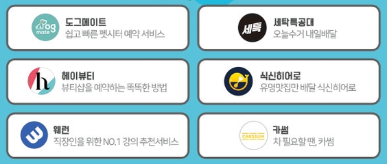 공동 이벤트를 진행하는 6개 O2O 서비스. 식신 제공.