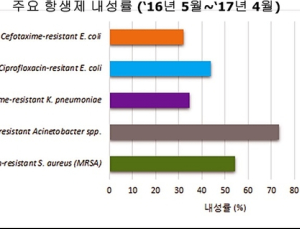아시네토박터균의 73% carbapenem에 내성 보여