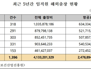 해외 출장 땐 '비즈니스석' 이용…보건산업진흥원 5년간 항공료 25억원 지출