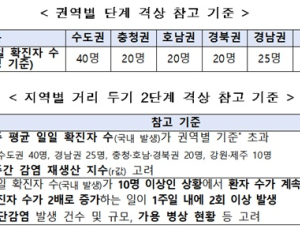 일일 확진자 수 따라 '거리두기' 단계 조정…권역별로 10~40명 넘으면 격상