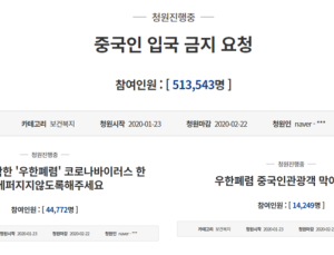 “신종 코로나바이러스 강력대책 필요하다” 국민청원 속출