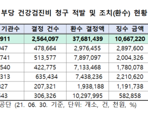 건강검진기관 부당청구 5년간 376억…징수율 28.3% 그쳐