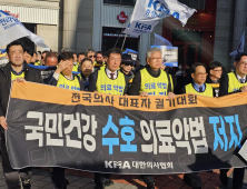 국회 앞에 모인 의사들…“정치권, 의료계 목소리 들어야”